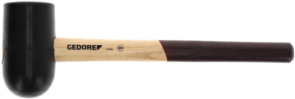Młotek gumowy z drewnianą rękojeścią i czarną główką, marka 'Gedore', odpowiedni do prac wymagających delikatnych uderzeń.