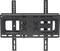 Uchwyt ścienny do telewizorów płaskich, czarny, z wieloma otworami do mocowania różnych rozmiarów ekranów oraz z możliwością regulacji.