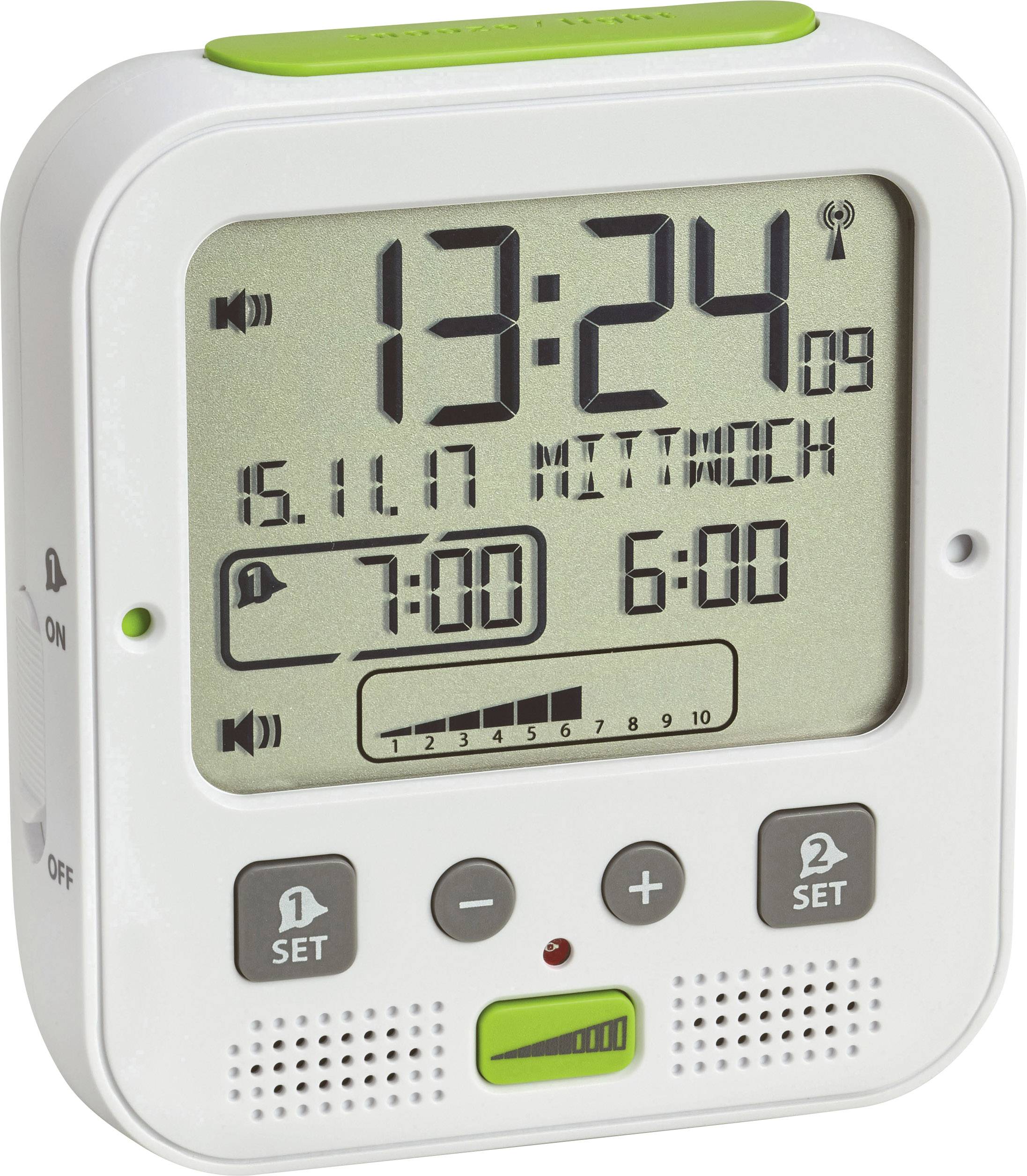 Будильник TFA Dostmann BOOM 60.2538.02, білий, зелений