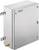 Metalowa szafa sterownicza z zamkami obrotowymi po bokach i otworem przyłączeniowym od dołu. Odpowiednia do zastosowań przemysłowych.