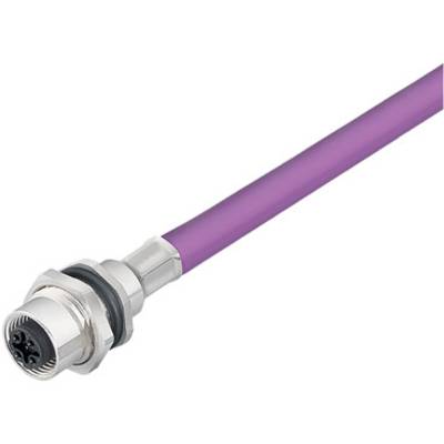 Fioletowy kabel danych z metalowym złączem do zastosowań przemysłowych, charakteryzujący się solidną budową i wysoką odpornością.