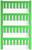 Zielona tablica ze znacznikami z pięcioma poziomymi rzędami, każdy zawierający kilka pionowych prostokątnych elementów.