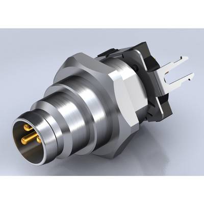 Okrągły złącznik metalowy z trzema złotymi stykami, odpowiedni do połączeń elektronicznych w zastosowaniach przemysłowych.