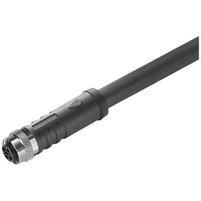 Czarny kabel zakończony sześciostykową wtyczką okrągłą. Wtyczka posiada metalowy gwint i jest przeznaczona do zastosowań przemysłowych.