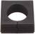 Kwadratowy czarny obiekt z okrągłym otworem pośrodku i żłobionymi krawędziami bocznymi.