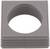 Szary, kwadratowy element z tworzywa sztucznego z okrągłym otworem gwintowanym pośrodku, prawdopodobnie adapter lub składnik mocujący.