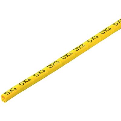 Żółty kabel z czarnymi literami 'DX3' powtarzany wzdłuż powierzchni.