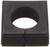 Kwadratowa, czarna uszczelka gumowa z centralnym, okrągłym otworem i prążkowanymi bokami. Odpowiednia do zastosowań technicznych lub uszczelnień.