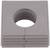 Szare kwadratowe tworzywo sztuczne z centralnym, żebrowanym otworem i lekko nierównomiernym, podzielonym brzegiem.