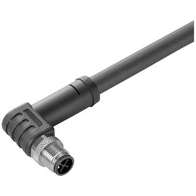 Czarny, prostokątny kabel zakończony metalowym złączem. Przeznaczony do zastosowań przemysłowych.
