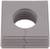 Szary, kwadratowy element z tworzywa sztucznego z koncentrycznym otworem kołowym pośrodku oraz pionowymi rowkami na spodzie, służącymi do stabilizacji.