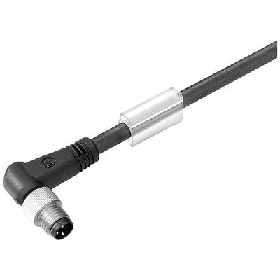 Czarny kabel z wtyczką kątową i metalową osłoną ekranującą, przeznaczony do połączeń elektronicznych.