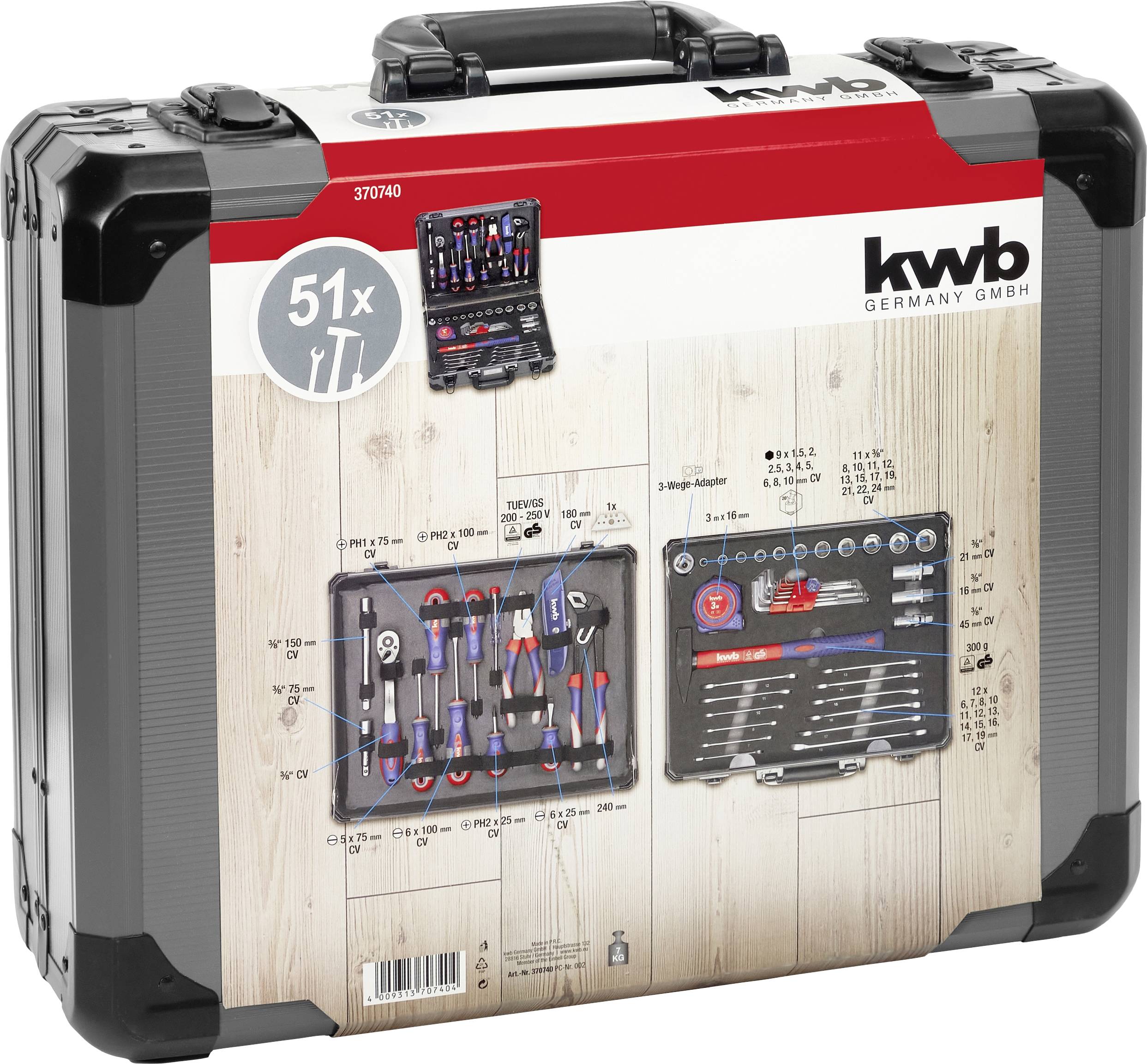 Кейс для інструментів з аксесуарами kwb 370740