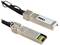 Dwa moduły SFP transceiver z napisem 'Dell', połączone czarnym kablem, przeznaczone do transmisji danych w sieciach.