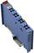 Moduł przemysłowy do montażu na szynie DIN z wieloma zaciskami przyłączeniowymi wykonanymi z niebieskiego tworzywa sztucznego do połączeń elektrycznych.