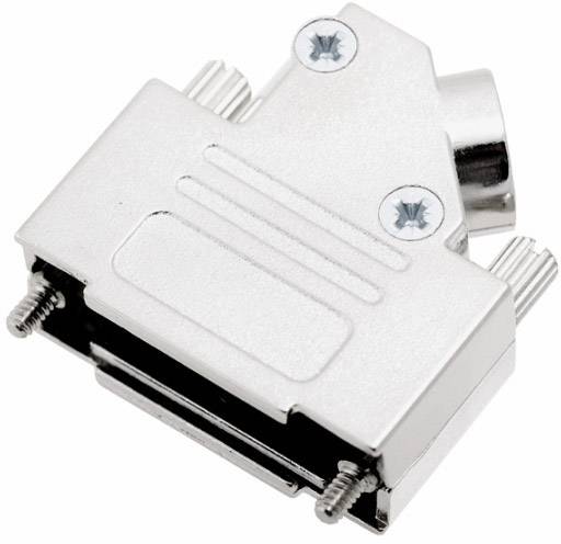 Srebrna wtyczka adapterowa z dwoma śrubami mocującymi, prawdopodobnie przeznaczona do połączeń elektronicznych lub audiowizualnych.