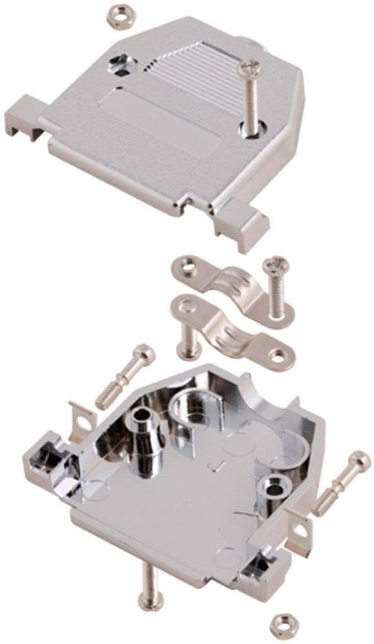 Widok rozstrzelony złącza metalowego ze śrubami i komponentami. Prezentuje zestawienie elementów do montażu lub naprawy.