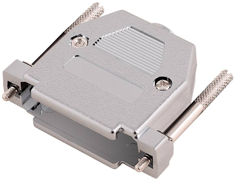 Metalowa obudowa złącza do interfejsu równoległego, prostokątna, z dwiema nakręcanymi śrubami mocowanymi po bokach.