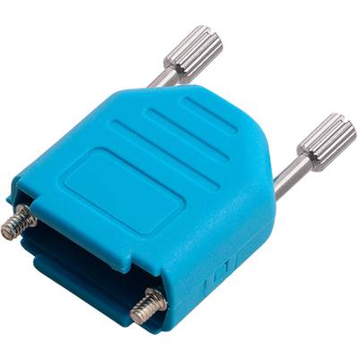 Niebieski adapter VGA z dwoma metalowymi gwintami u góry, służący do podłączania kabli VGA do przesyłu sygnału wideo.