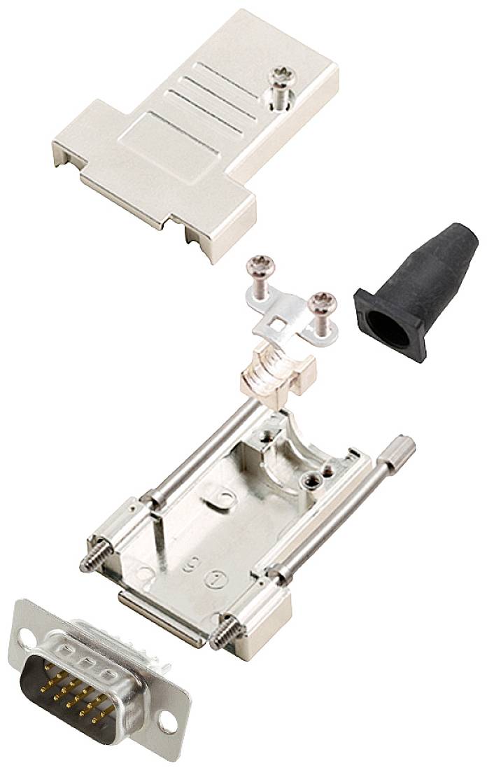 Комплект роз'ємів D-Sub чоловічого типу encitech 6355-8041-01 DTSL09-LJSRG-T-HDP15-W-K, ряди: 3, контакти: 15, 180°, 1 шт.