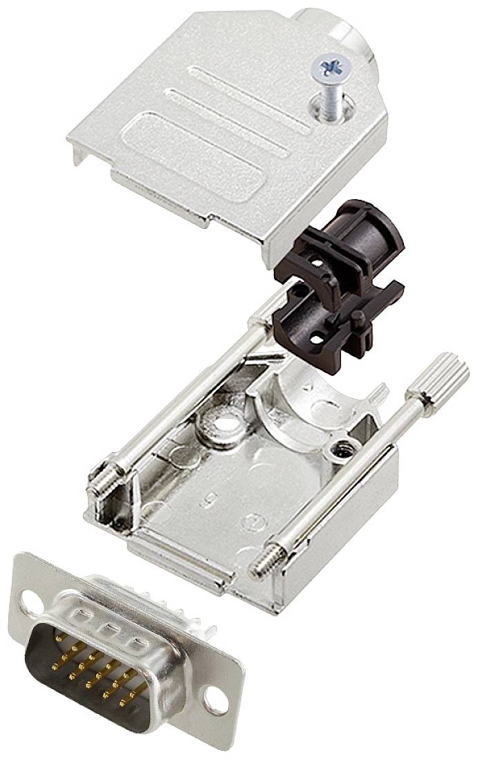 Комплект роз'ємів D-Sub чоловічого типу encitech 6355-8012-01 DTZK09-HDP15-W-K, ряди: 3, контакти: 15, 180°, 1 шт.