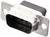 Srebrno-czarny złącze D-Sub z dziewięcioma pinami, często stosowane w interfejsach szeregowych.