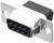 Złącze D-Sub z dziewięcioma pinami i metalową obudową, najczęściej stosowane do podłączania komputerów z urządzeniami peryferyjnymi.