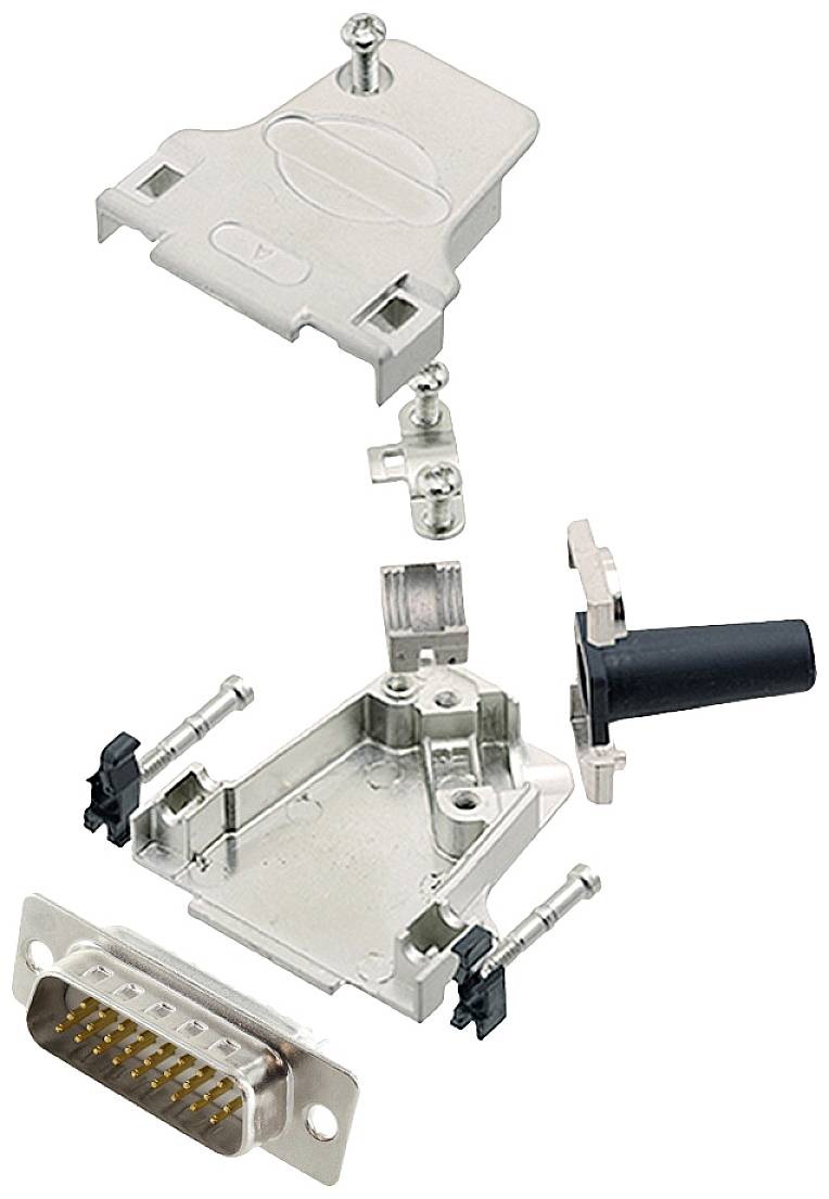 Комплект роз'ємів D-Sub чоловічого типу, енсітех 6355-8064-02, D45ZF15-HDP26-W-K, ряди: 3, контакти: 26, 45°, 1 шт.