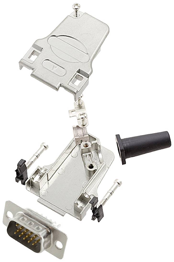 encitech D45ZF09-HDP15-W-K 6355-8064-01 Комплект роз'ємів D-Sub чоловічі 45° Кількість контактів: 15 Паяльна чашка 1 шт.