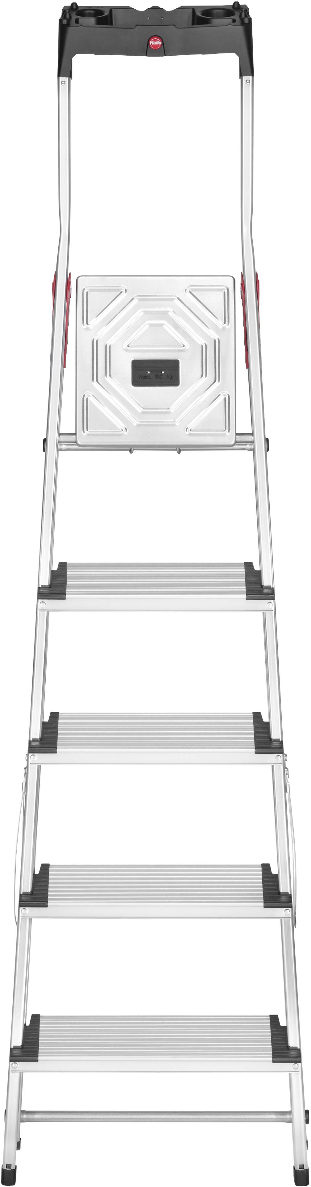 Складана алюмінієва драбина Hailo L80 ComfortLine 8040-507 з вкладишем для інструментів Максимальна робоча висота: 2,8 м срібний, 
