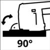 Rysunek przedstawia pionową powierzchnię, która może zostać przechylona o 90 stopni. Strzałka wskazuje kierunek przechylenia.