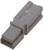 Szary wtyk plastikowy, o prostokątnym kształcie, z dwoma otworami z przodu, stosowany do połączeń elektronicznych.