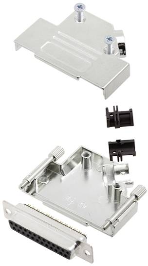 TRU COMPONENTS 7708748 Zestaw listew żeńskich D-Sub TCD45ZK25DBSK, rzędy: 2, styki: 25, 45 °, 1 szt.