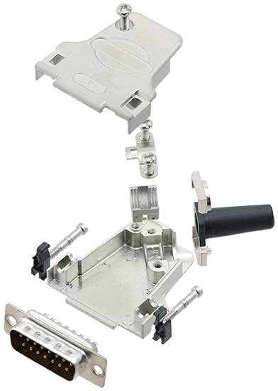 TRU COMPONENTS 7709704 Комплект роз'ємів D-Sub TCD45ZF15DBPK, ряди: 2, контакти: 15, 45 °, 1 шт.