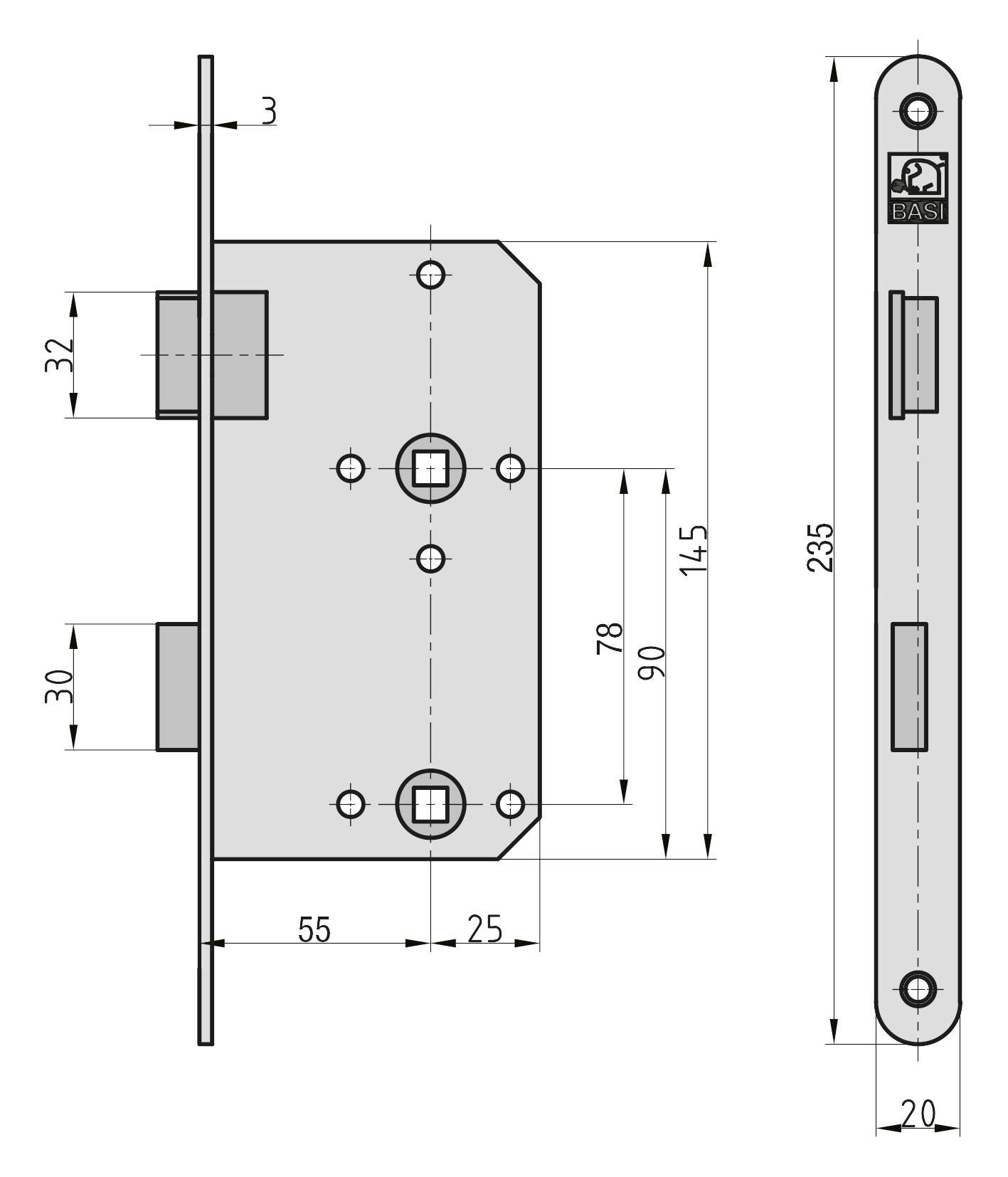 Врізний замок для спальні Басії 9350-5531, 1 шт.