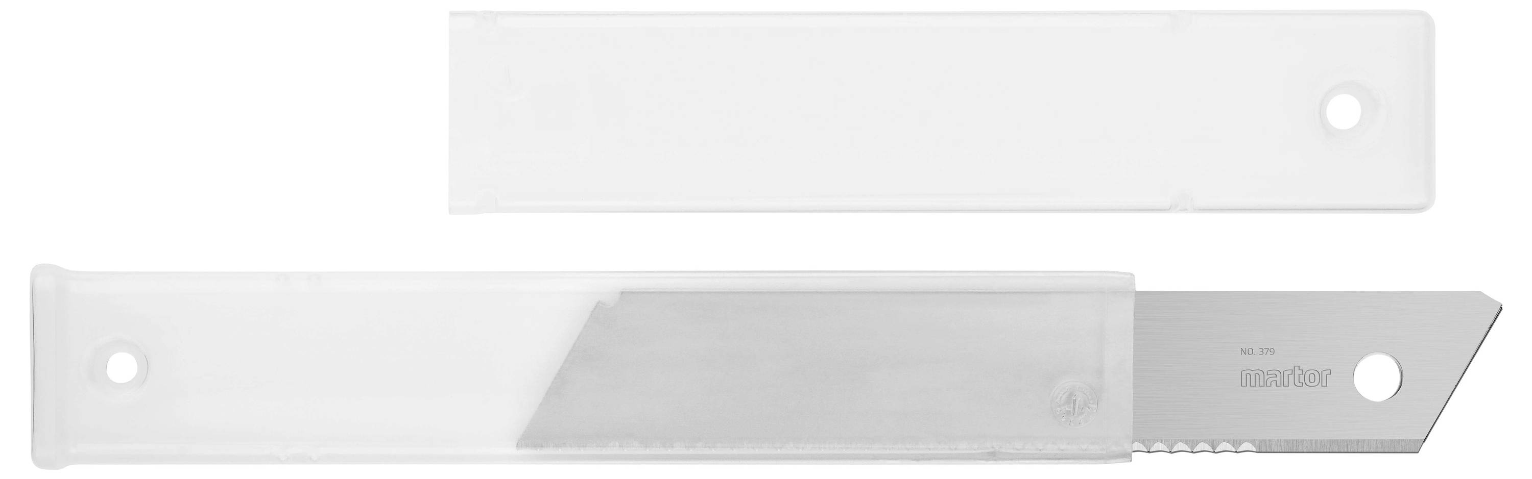 Ostrze wymienne z plastikową osłoną, częściowo ukryte w obudowie.