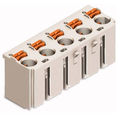 Pięciobiegunowa elektryczna listwa zaciskowa z mechanizmem dźwigniowym, odpowiednia do bezpiecznej i łatwej instalacji przewodów elektrycznych.