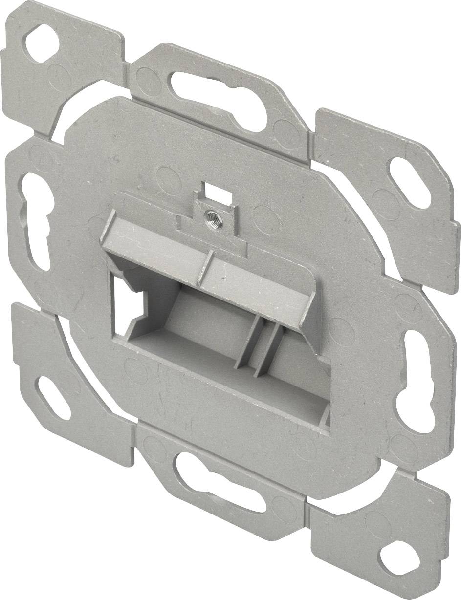 Metalowa płyta czołowa gniazda telefonicznego, przeznaczona do montażu w standardowych puszkach instalacyjnych.