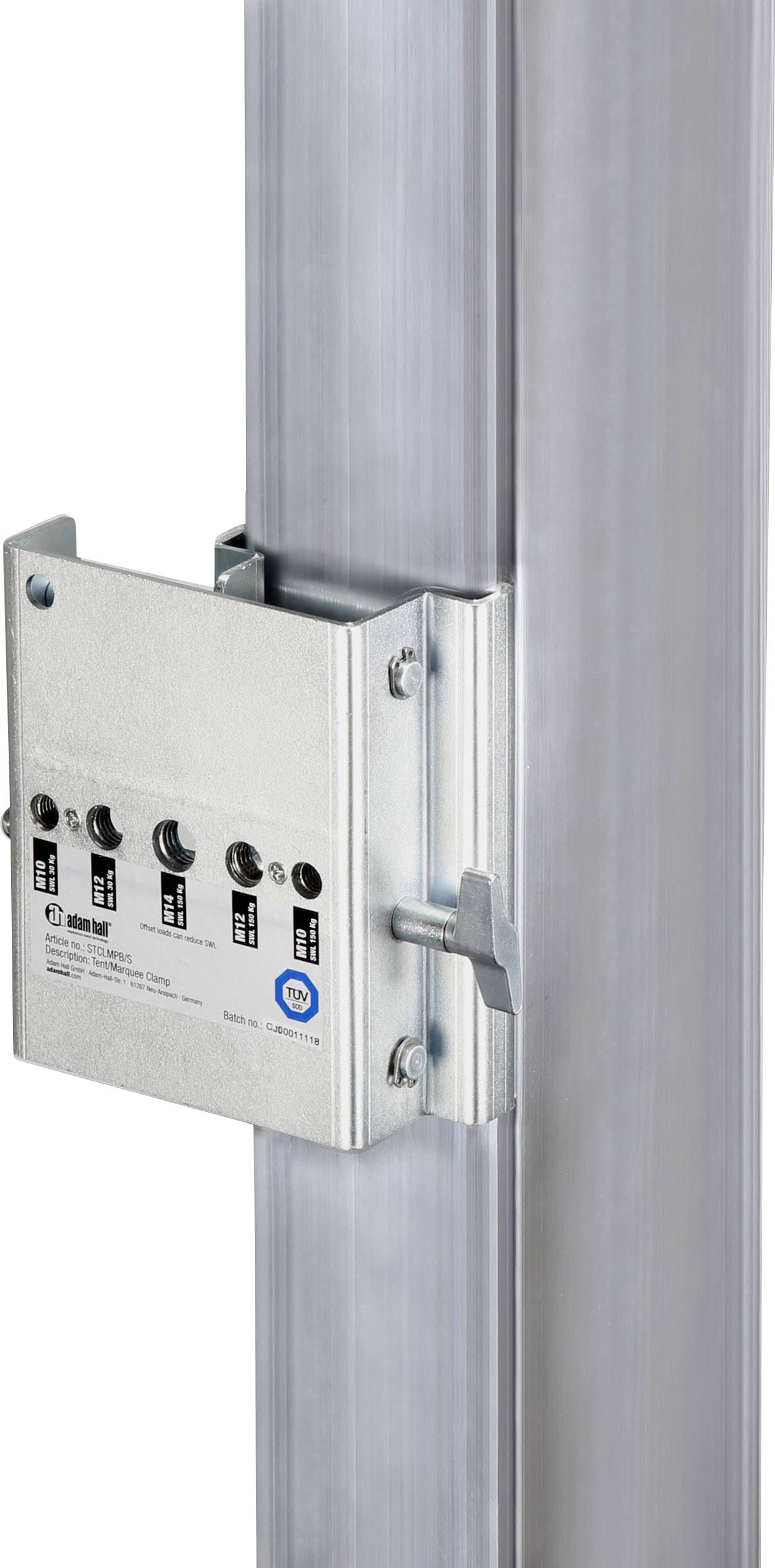 Mechanizm zamka na pionowym nośniku metalowym, z widoczną instrukcją obsługi i symbolami na zamku.