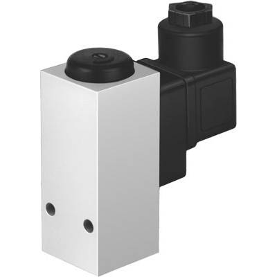 Czarno-srebrny elektromagnetyczny zawór z obudową prostokątną i wtyczką przyłączeniową.