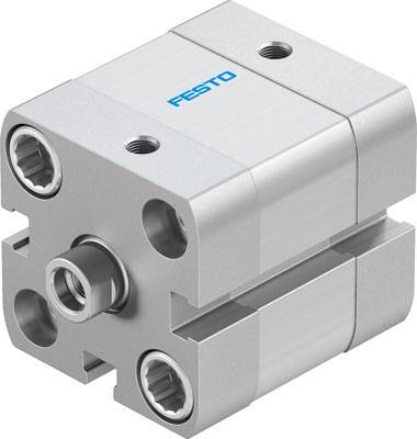 Pneumatyczny cylinder Festo w kolorze srebrnym z niebieskim napisem.