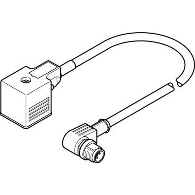 Ilustracja wtyczki zaworowej z przewodem i osłoną ochronną. Stosowana w instalacjach elektrycznych do łączenia komponentów.