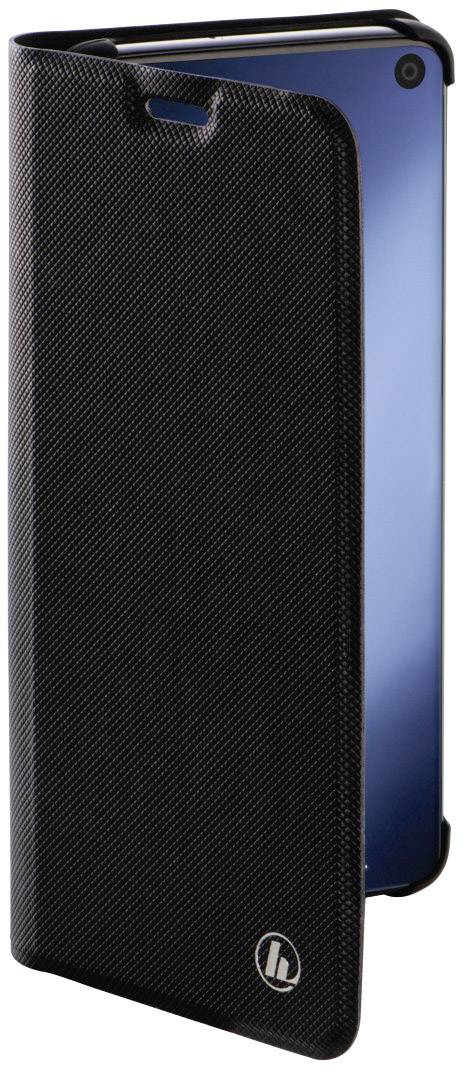 Czarna obudowa ochronna do smartfona, stojąca pionowo, z niebieską podszewką wewnętrzną.