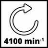 Obraz przedstawia symbol pokazujący ruch obrotowy strzałki, z napisem '4100 min⁻¹', wskazującym prędkość obrotową.