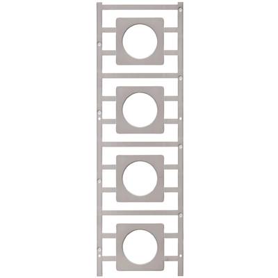 Pionowa metalowa krata z pięcioma kwadratowymi otworami pośrodku, rozmieszczonymi symetrycznie.