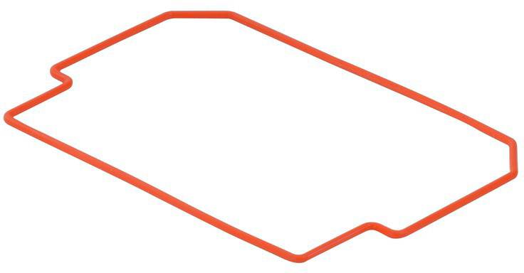 Prosty pierścień uszczelniający w kolorze pomarańczowym, stosowany do uszczelniania elementów.