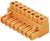 Pomarańczowy plastikowy wtyk z ośmioma stykami, stosowany w obwodach elektrycznych do łączenia wielu przewodów.