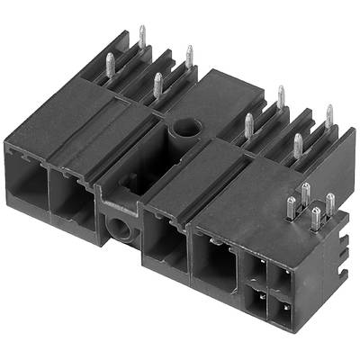 Czarny plastikowy złącz z wieloma wtyczkami i metalowymi stykami, odpowiedni do urządzeń elektronicznych lub okablowania.
