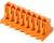 'Pomarańczowy wtyk plastikowy z wieloma gniazdami przyłączeniowymi, ułożonymi w rzędzie, do zastosowania w obwodach elektronicznych.'