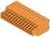 Elektroniczny pomarańczowy złącz przewodowy do montażu na płytkach drukowanych; posiada 18 styków w dwóch rzędach.
